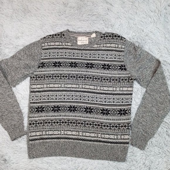 Weatherproof Vintage Mens Sweater‎ Gray Medium Snowflake Crewneck Sweatshirt - Picture 1 of 10